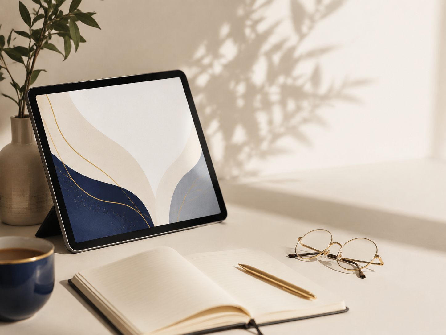 Guida digitale visualizzata su tablet accanto a un taccuino