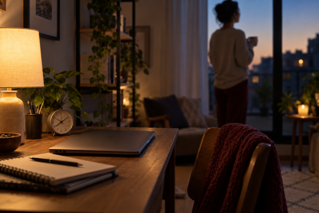Lavorare online da casa: come scegliere un’attività sostenibile senza rincorrere scorciatoie 4 Chiusura della giornata di lavoro online in un ambiente domestico